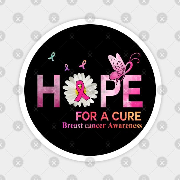 Hope For A Cure  Butterfly Flower  Breast cancer Magnet by HomerNewbergereq